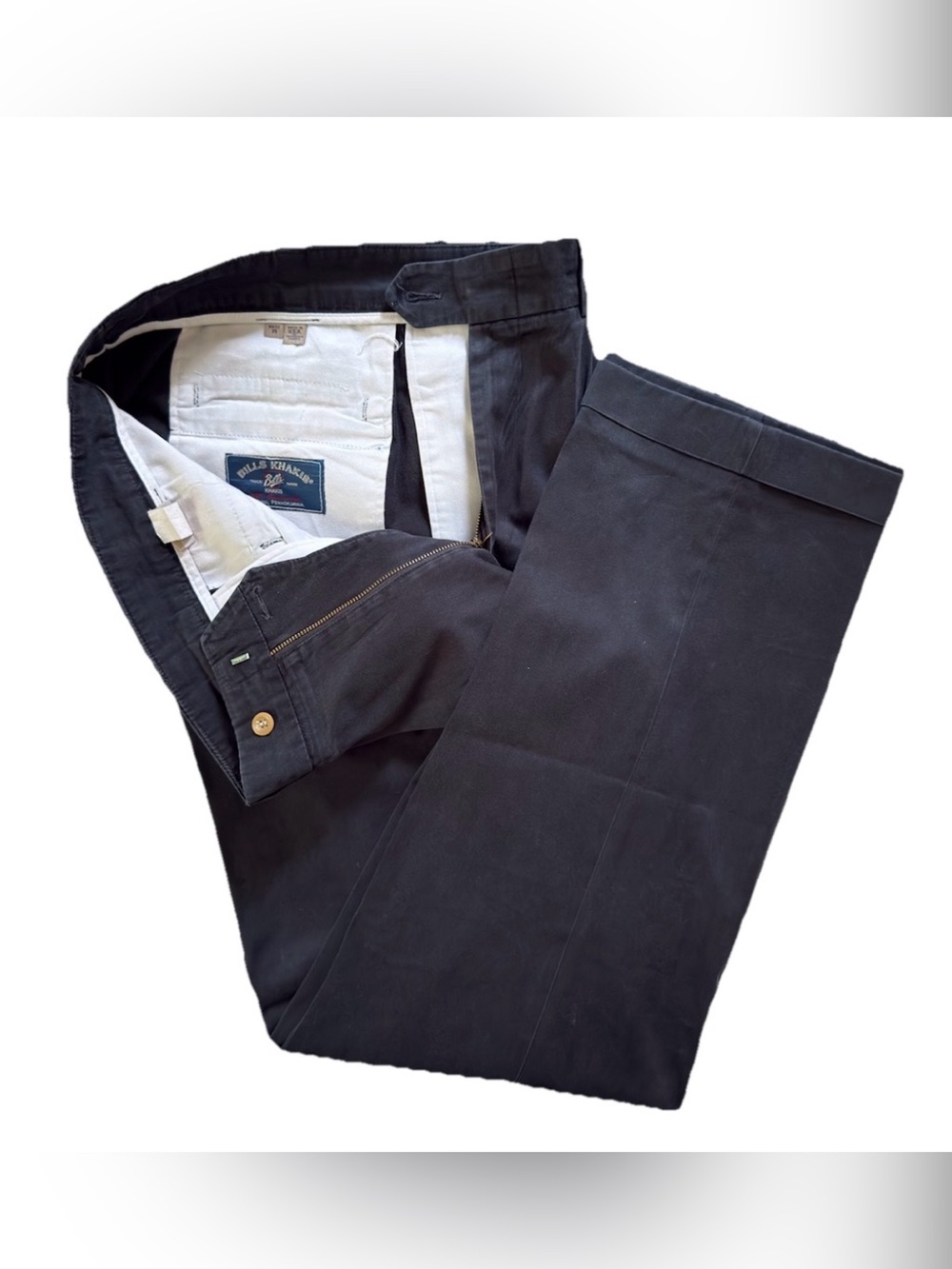 Bills Khakis M2P Chinos Mens 35 Classic Fit Pleated Cuffed Black Made in USA